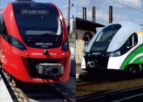 Zdjęcie:  czoło pociągu SKM oraz Kolei Mazowieckich