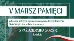 Na zielonym tle zaproszenie na V Marsz Pamięci