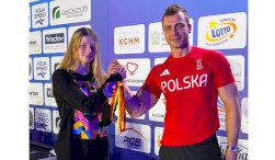 Zawodniczka Ewa Leciejewska z trenerem