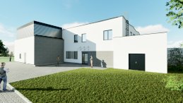 Wizualizacja dla projektowanego budynku dla kuchni CIS