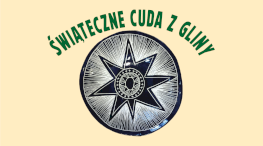 grafika przedstawia ceramiczny talerz na żółtym tle i napis świąteczne cuda z gliny