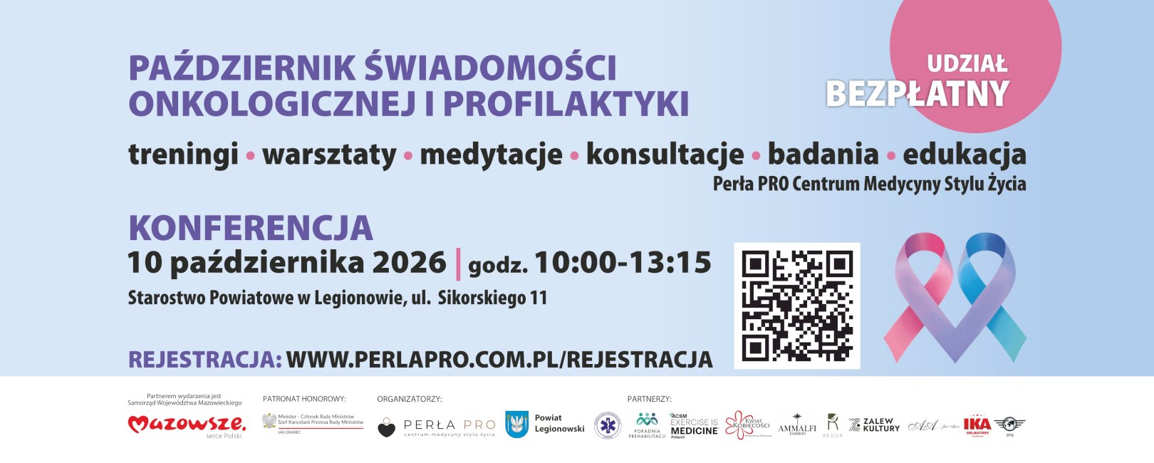 plakat na Konferencję onkologiczną. Informacje w aktualności, przejście poprzez link