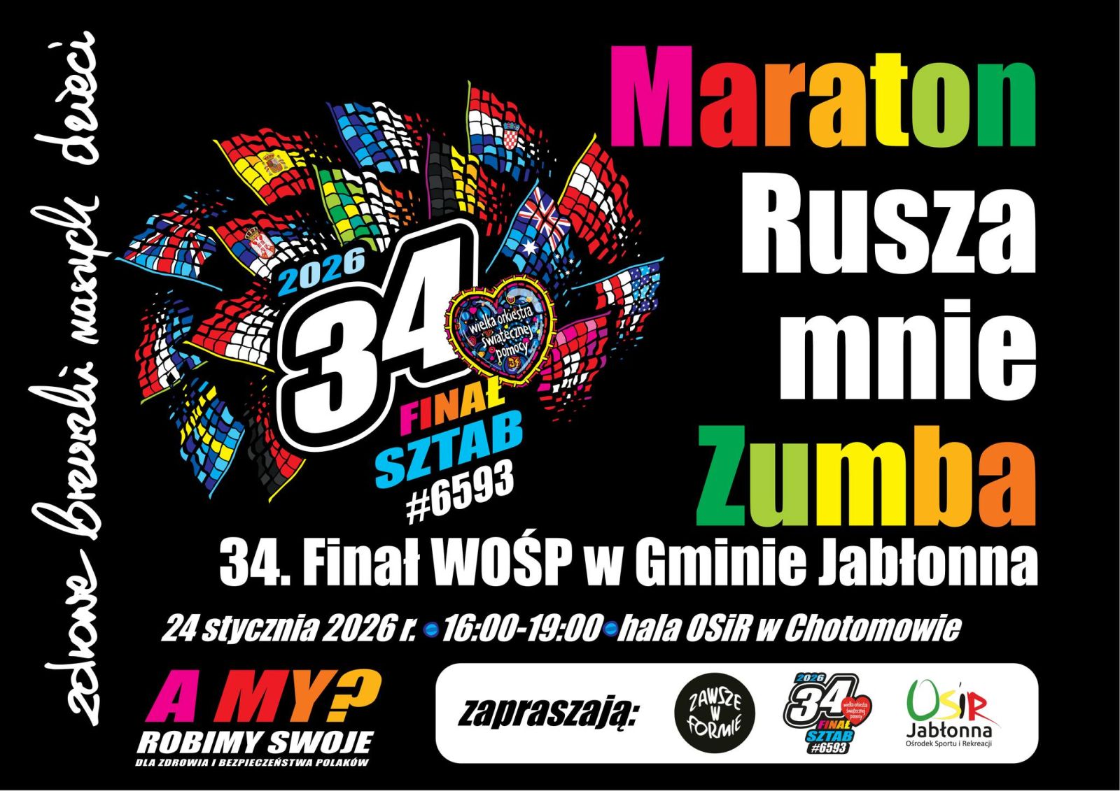 34. Finał Wielkiej Orkiestry Świątecznej Pomocy w Gminie Jabłonna. Maraton Rusza Mnie Zumba