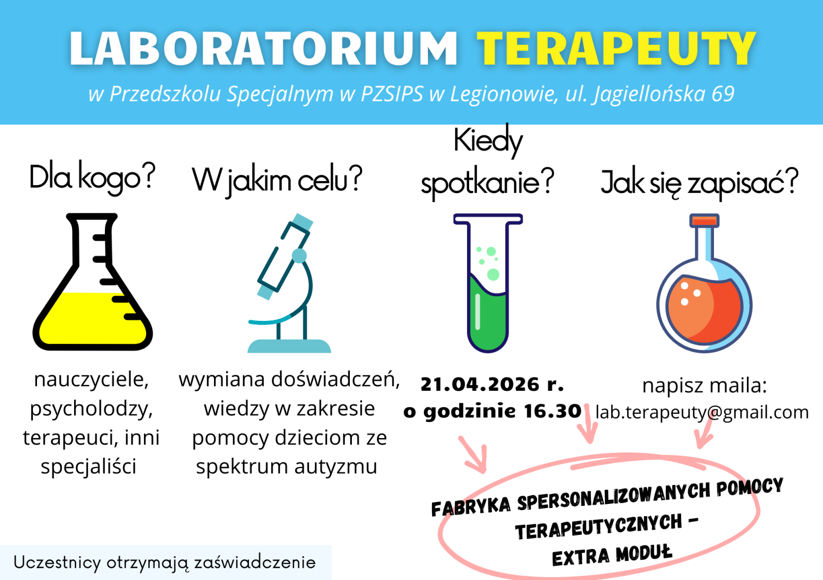 Plakat zawierający informacje o wydarzeniu.  Te informacje są podane w aktualności.