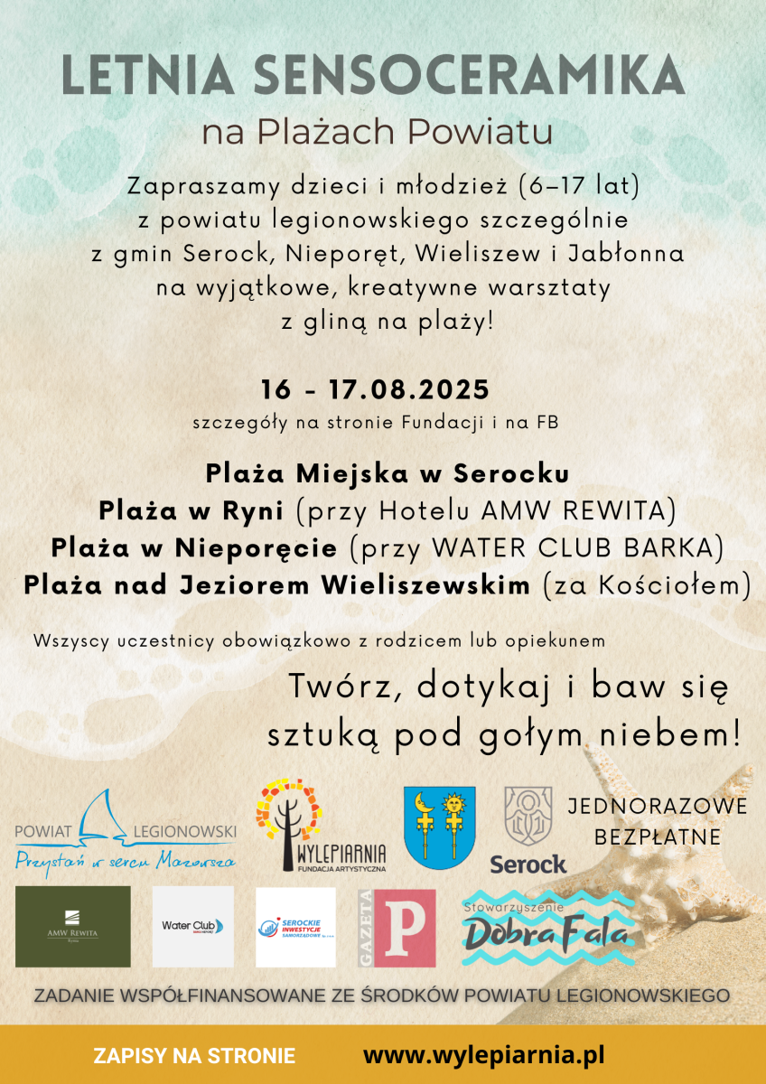 Plakat letnich warsztatów sensoceramiki