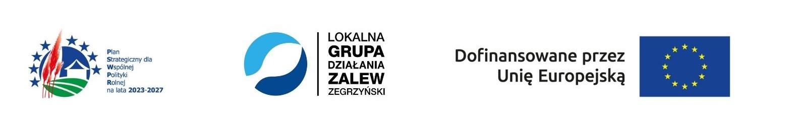 belka z logotypami: Plan Strategiczny dla Wspólnej Polityki Rolnej na lata 2023-2027 , LGD Zalew Zegrzyński, Unia Europejska