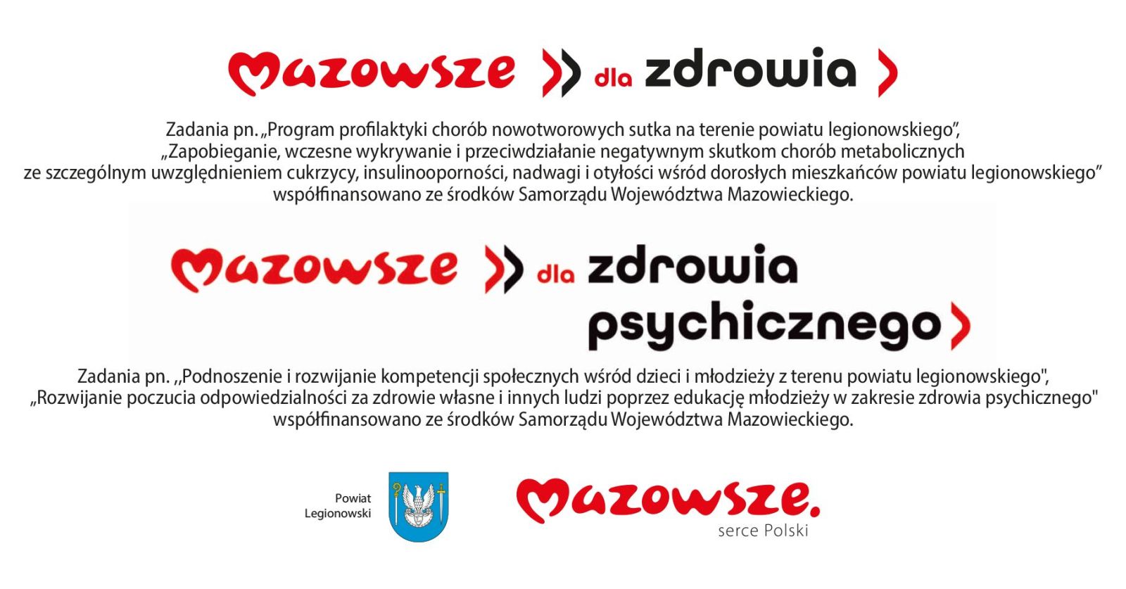 Belka z logotypami i nazwami programów zdrowotnych