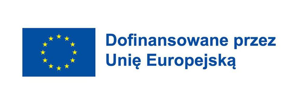 logotyp Unii Europejskiej wraz z napisem Dofinansowane przez Unię Europejską