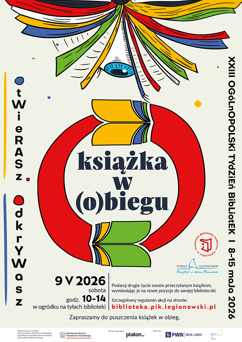 Plakat promujacy akcję ksiązka w obiegu szczegóły w aktualnosci.